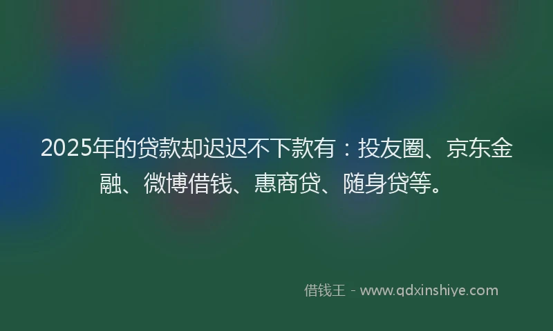 2025年的贷款却迟迟不下款有：投友圈、京东金融、微博借钱、惠商贷、随身贷等。