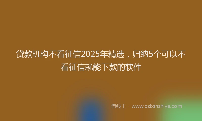 贷款机构不看征信2025年精选，归纳5个可以不看征信就能下款的软件