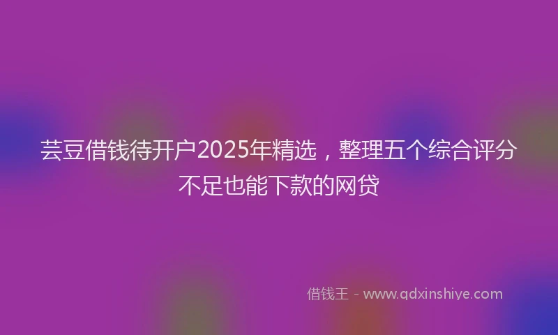 芸豆借钱待开户2025年精选，整理五个综合评分不足也能下款的网贷