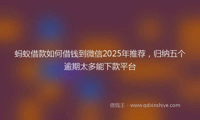 蚂蚁借款如何借钱到微信2025年推荐，归纳五个逾期太多能下款平台