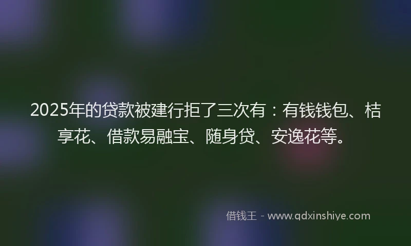 2025年的贷款被建行拒了三次有：有钱钱包、桔享花、借款易融宝、随身贷、安逸花等。
