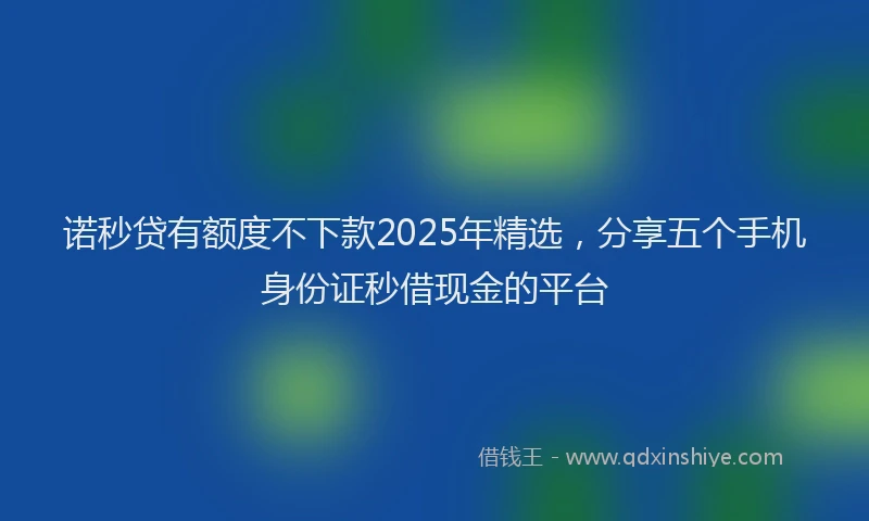 诺秒贷有额度不下款2025年精选，分享五个手机身份证秒借现金的平台