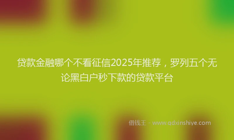 贷款金融哪个不看征信2025年推荐，罗列五个无论黑白户秒下款的贷款平台