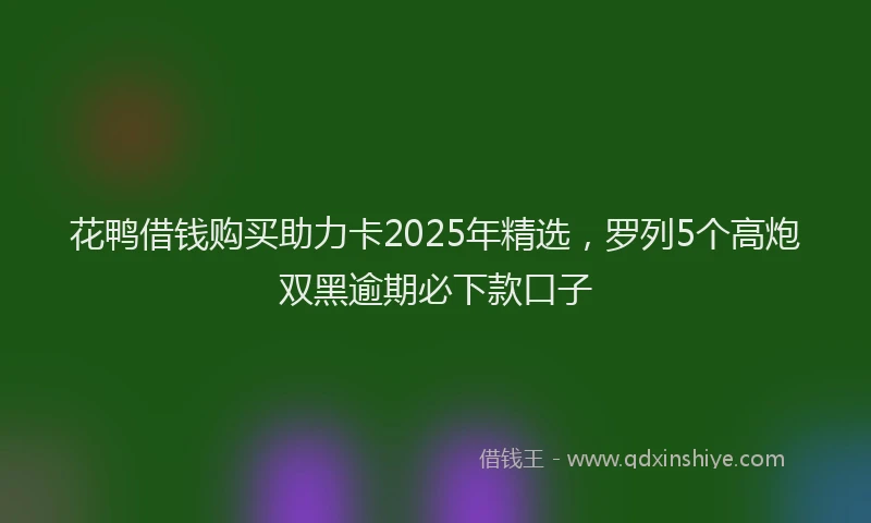 花鸭借钱购买助力卡2025年精选，罗列5个高炮双黑逾期必下款口子