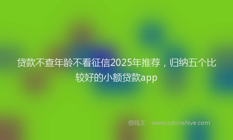 贷款不查年龄不看征信2025年推荐，归纳五个比较好的小额贷款app