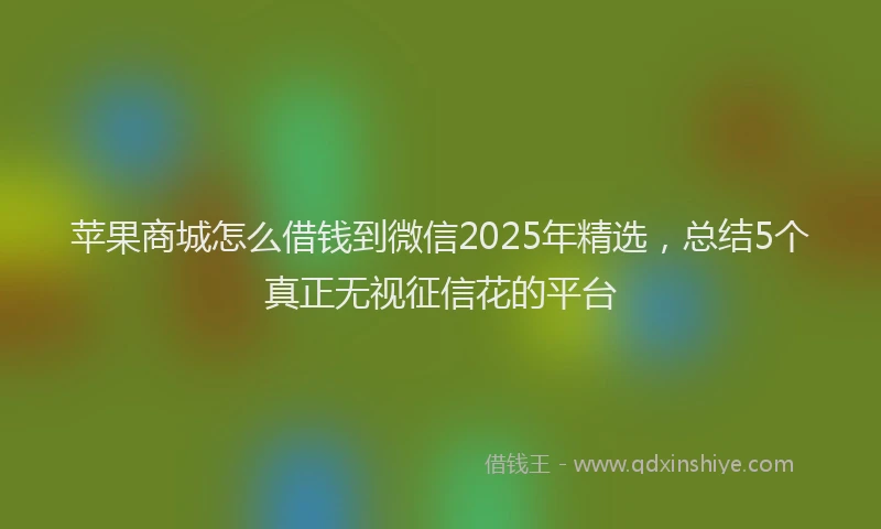 苹果商城怎么借钱到微信2025年精选，总结5个真正无视征信花的平台