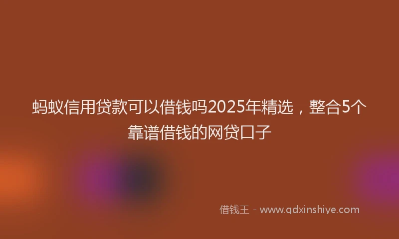 蚂蚁信用贷款可以借钱吗2025年精选，整合5个靠谱借钱的网贷口子