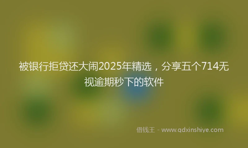 被银行拒贷还大闹2025年精选，分享五个714无视逾期秒下的软件