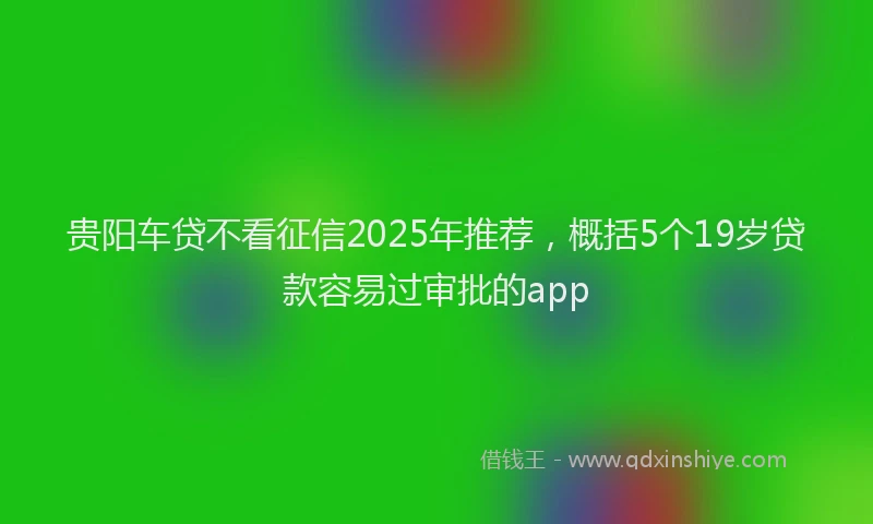贵阳车贷不看征信2025年推荐，概括5个19岁贷款容易过审批的app