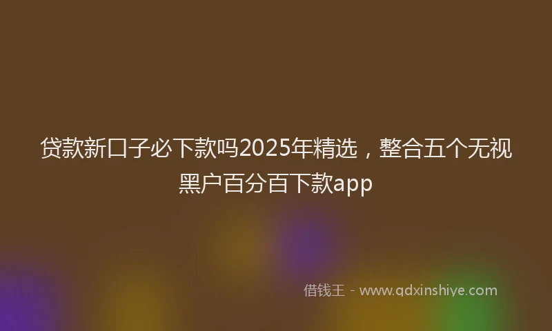 贷款新口子必下款吗2025年精选，整合五个无视黑户百分百下款app