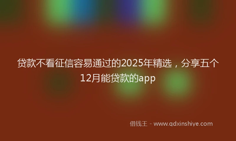 贷款不看征信容易通过的2025年精选，分享五个12月能贷款的app