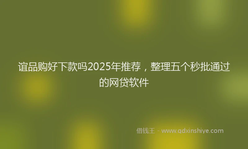 谊品购好下款吗2025年推荐，整理五个秒批通过的网贷软件