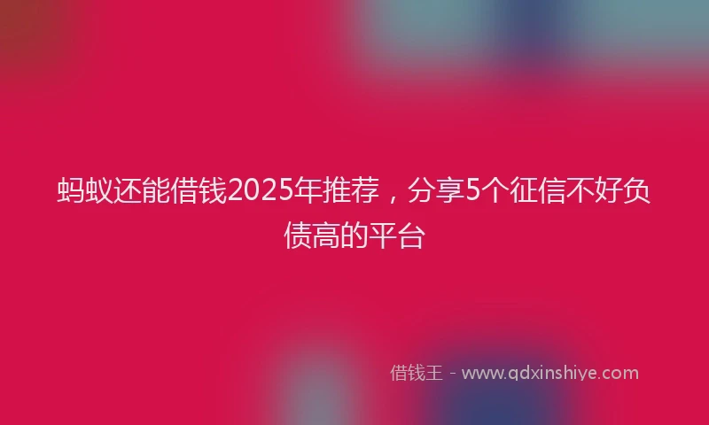 蚂蚁还能借钱2025年推荐，分享5个征信不好负债高的平台