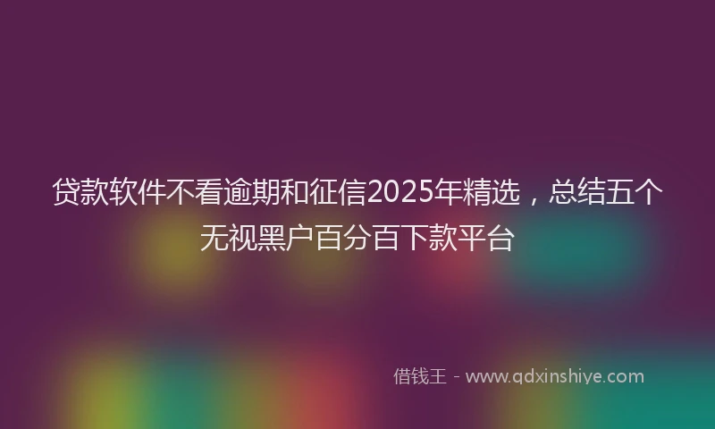 贷款软件不看逾期和征信2025年精选，总结五个无视黑户百分百下款平台