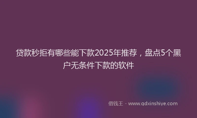 贷款秒拒有哪些能下款2025年推荐，盘点5个黑户无条件下款的软件