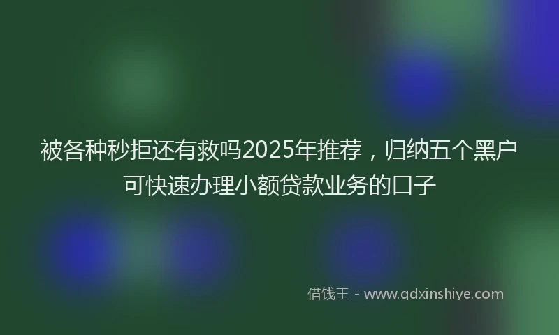 被各种秒拒还有救吗2025年推荐，归纳五个黑户可快速办理小额贷款业务的口子