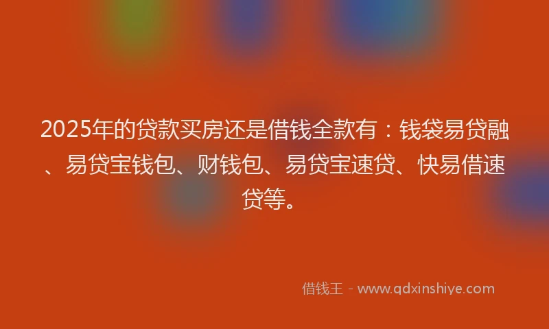 2025年的贷款买房还是借钱全款有：钱袋易贷融、易贷宝钱包、财钱包、易贷宝速贷、快易借速贷等。