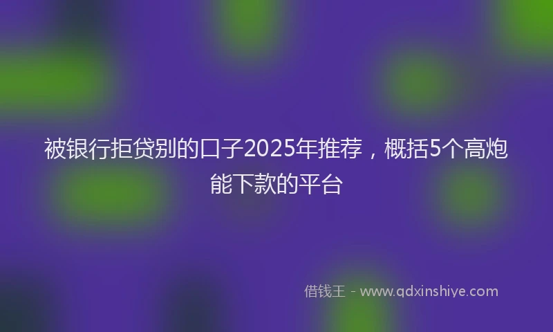 被银行拒贷别的口子2025年推荐，概括5个高炮能下款的平台