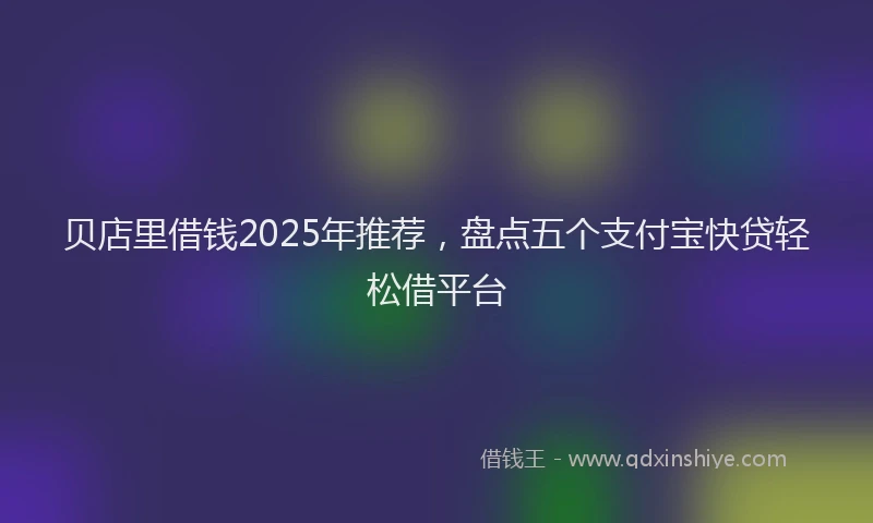 贝店里借钱2025年推荐，盘点五个支付宝快贷轻松借平台