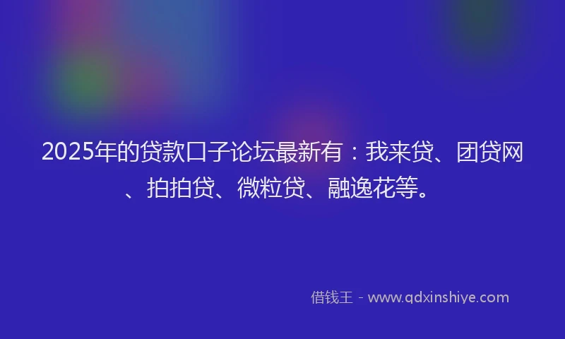 2025年的贷款口子论坛最新有：我来贷、团贷网、拍拍贷、微粒贷、融逸花等。