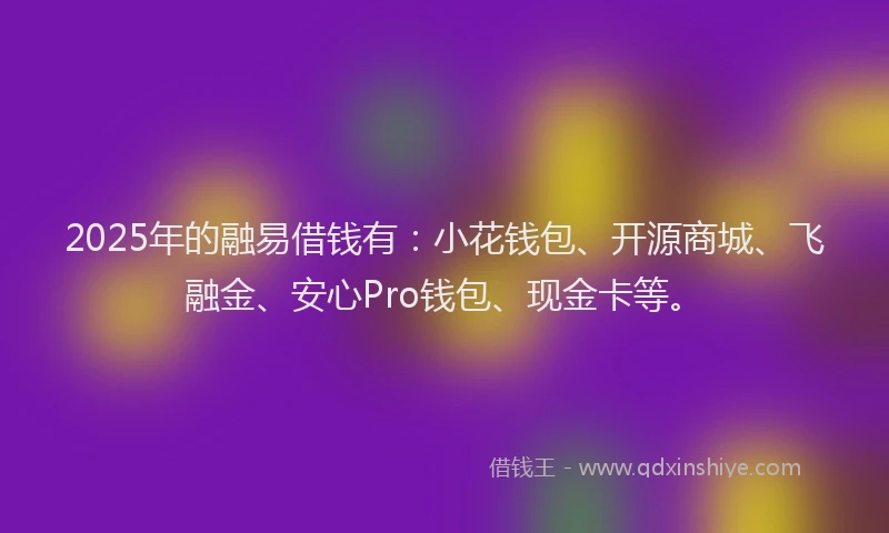 2025年的融易借钱有：小花钱包、开源商城、飞融金、安心Pro钱包、现金卡等。