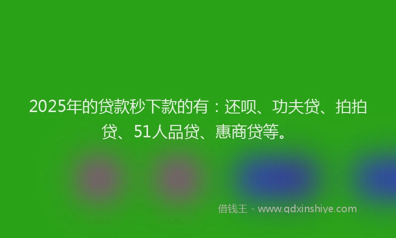 2025年的贷款秒下款的有：还呗、功夫贷、拍拍贷、51人品贷、惠商贷等。