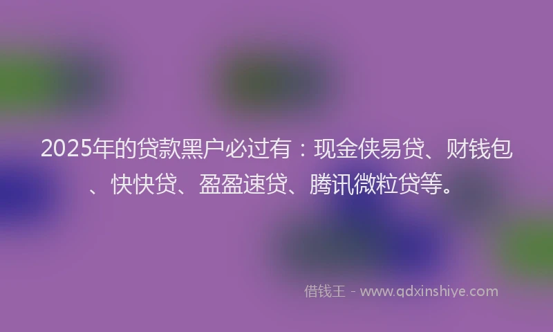 2025年的贷款黑户必过有：现金侠易贷、财钱包、快快贷、盈盈速贷、腾讯微粒贷等。