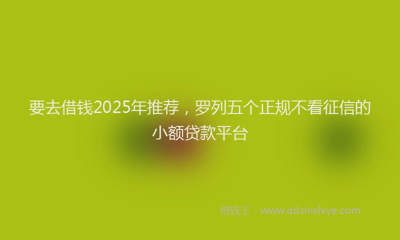 要去借钱2025年推荐，罗列五个正规不看征信的小额贷款平台
