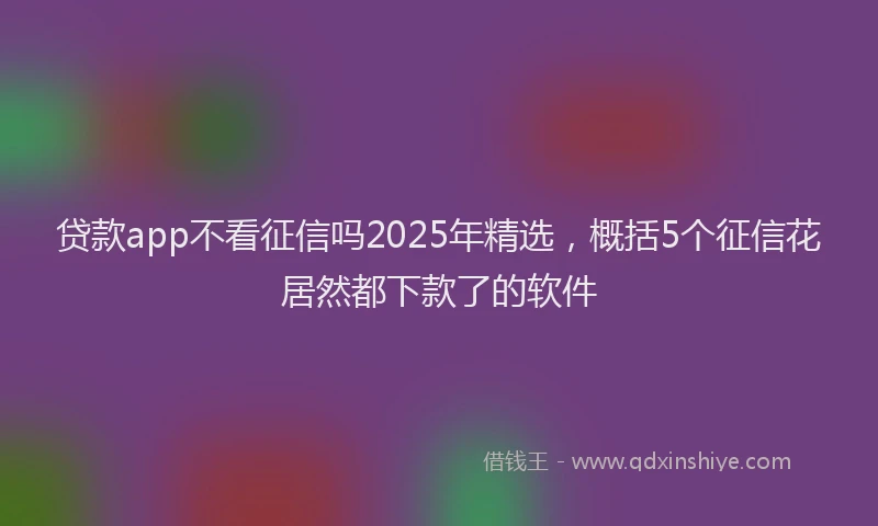贷款app不看征信吗2025年精选，概括5个征信花居然都下款了的软件