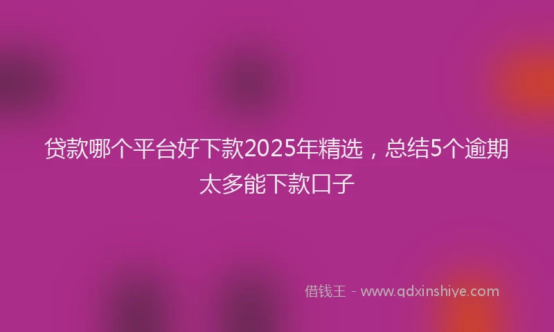 贷款哪个平台好下款2025年精选，总结5个逾期太多能下款口子