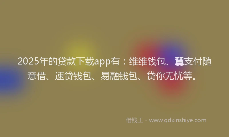 2025年的贷款下载app有：维维钱包、翼支付随意借、速贷钱包、易融钱包、贷你无忧等。
