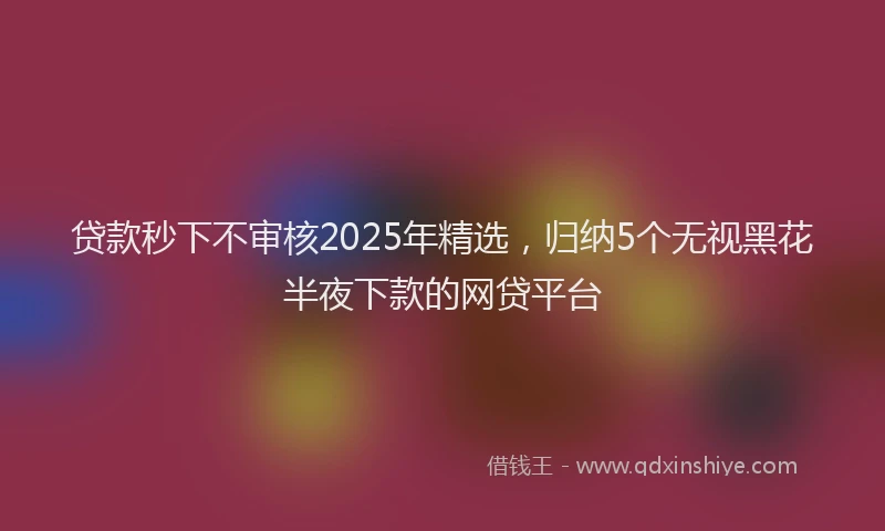 贷款秒下不审核2025年精选，归纳5个无视黑花半夜下款的网贷平台