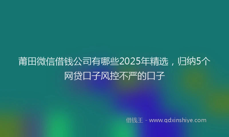 莆田微信借钱公司有哪些2025年精选，归纳5个网贷口子风控不严的口子
