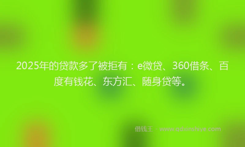 2025年的贷款多了被拒有：e微贷、360借条、百度有钱花、东方汇、随身贷等。