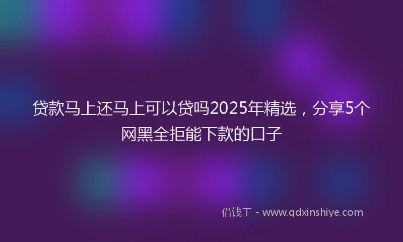 贷款马上还马上可以贷吗2025年精选，分享5个网黑全拒能下款的口子