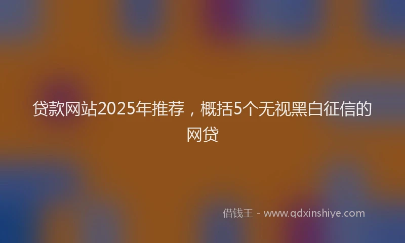 贷款网站2025年推荐，概括5个无视黑白征信的网贷