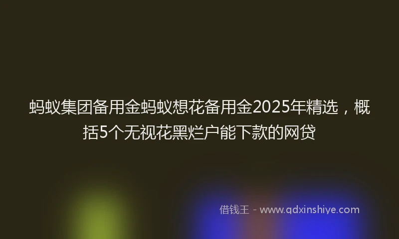 蚂蚁集团备用金蚂蚁想花备用金2025年精选，概括5个无视花黑烂户能下款的网贷
