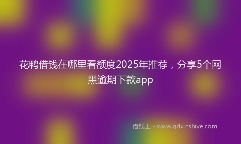 花鸭借钱在哪里看额度2025年推荐，分享5个网黑逾期下款app
