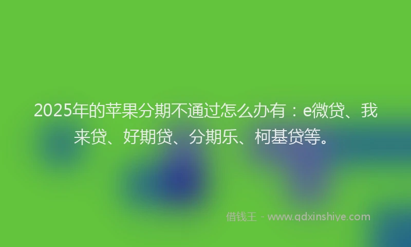 2025年的苹果分期不通过怎么办有：e微贷、我来贷、好期贷、分期乐、柯基贷等。