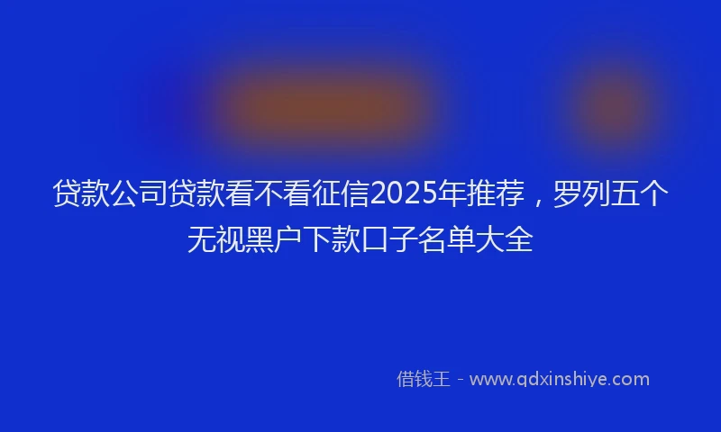 贷款公司贷款看不看征信2025年推荐，罗列五个无视黑户下款口子名单大全