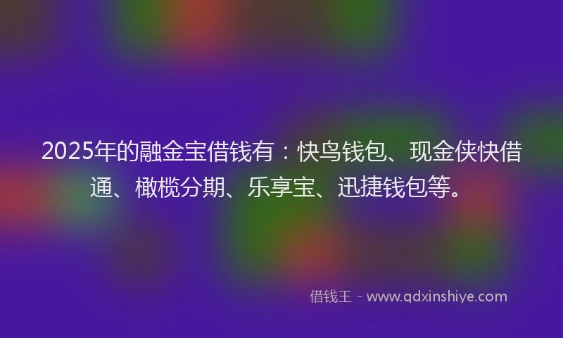 2025年的融金宝借钱有：快鸟钱包、现金侠快借通、橄榄分期、乐享宝、迅捷钱包等。