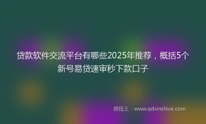 贷款软件交流平台有哪些2025年推荐，概括5个新号易贷速审秒下款口子