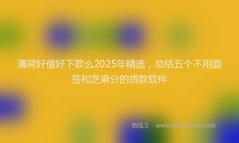 薄荷好借好下款么2025年精选，总结五个不用面签和芝麻分的贷款软件