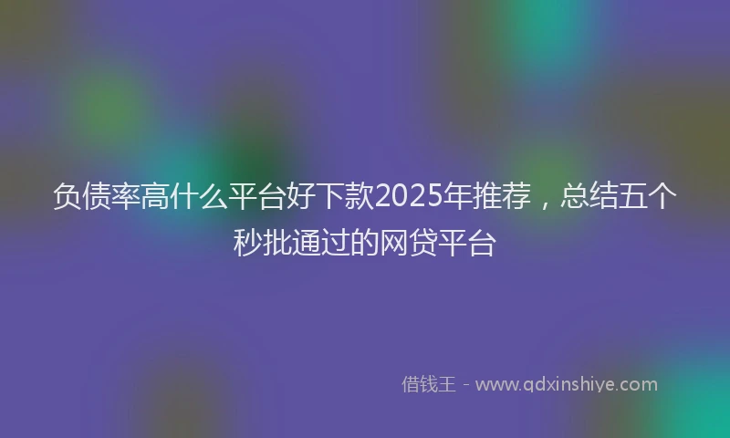负债率高什么平台好下款2025年推荐，总结五个秒批通过的网贷平台
