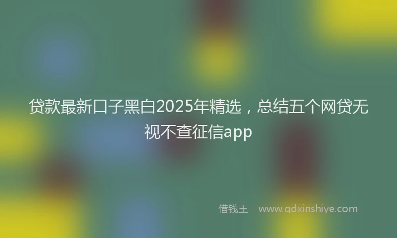 贷款最新口子黑白2025年精选，总结五个网贷无视不查征信app