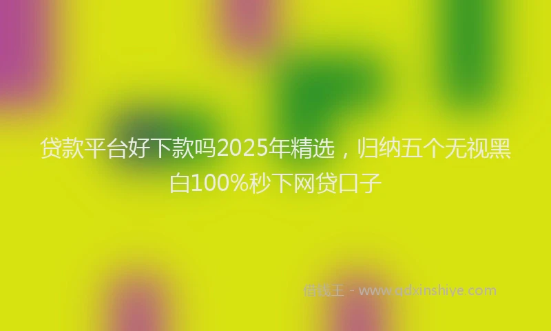 贷款平台好下款吗2025年精选，归纳五个无视黑白100%秒下网贷口子