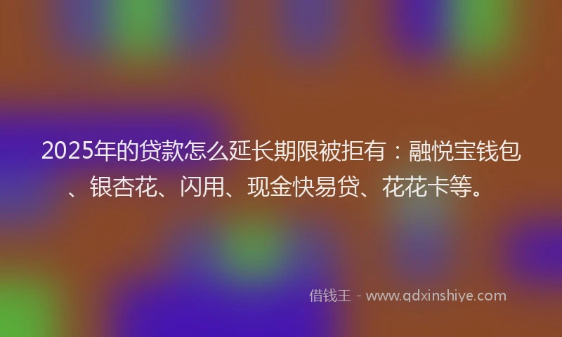 2025年的贷款怎么延长期限被拒有：融悦宝钱包、银杏花、闪用、现金快易贷、花花卡等。