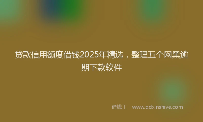 贷款信用额度借钱2025年精选，整理五个网黑逾期下款软件
