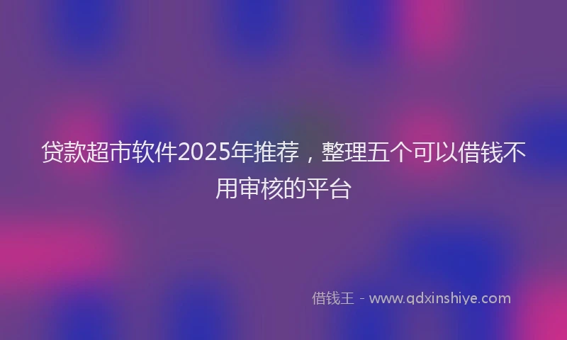 贷款超市软件2025年推荐，整理五个可以借钱不用审核的平台