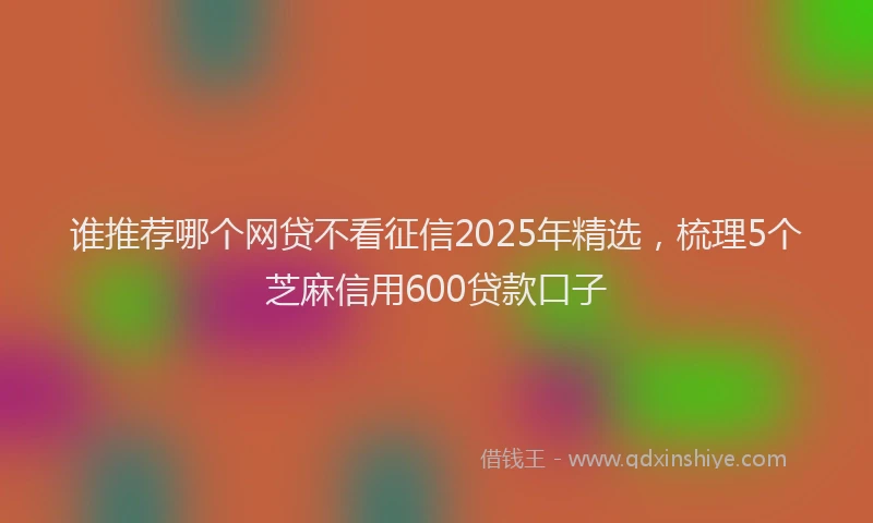 谁推荐哪个网贷不看征信2025年精选，梳理5个芝麻信用600贷款口子